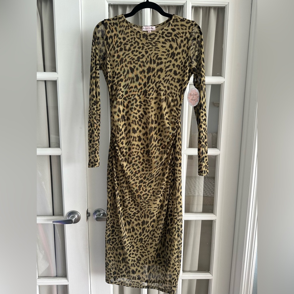 Leopard Print Long Sleeve Dress